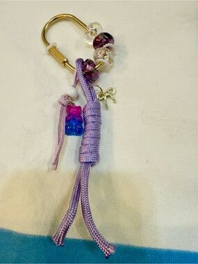 Purple Tassel Beaded Keyring Charm - Unbranded bag charm handmade